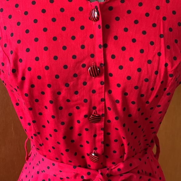 H&R red & black polka dot vintage style dress 12 - Picture 8 of 15